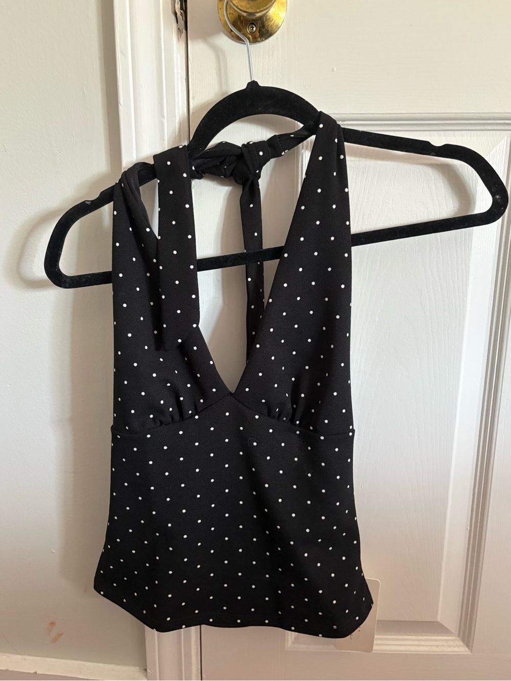 Black Polka Dot Halter Top